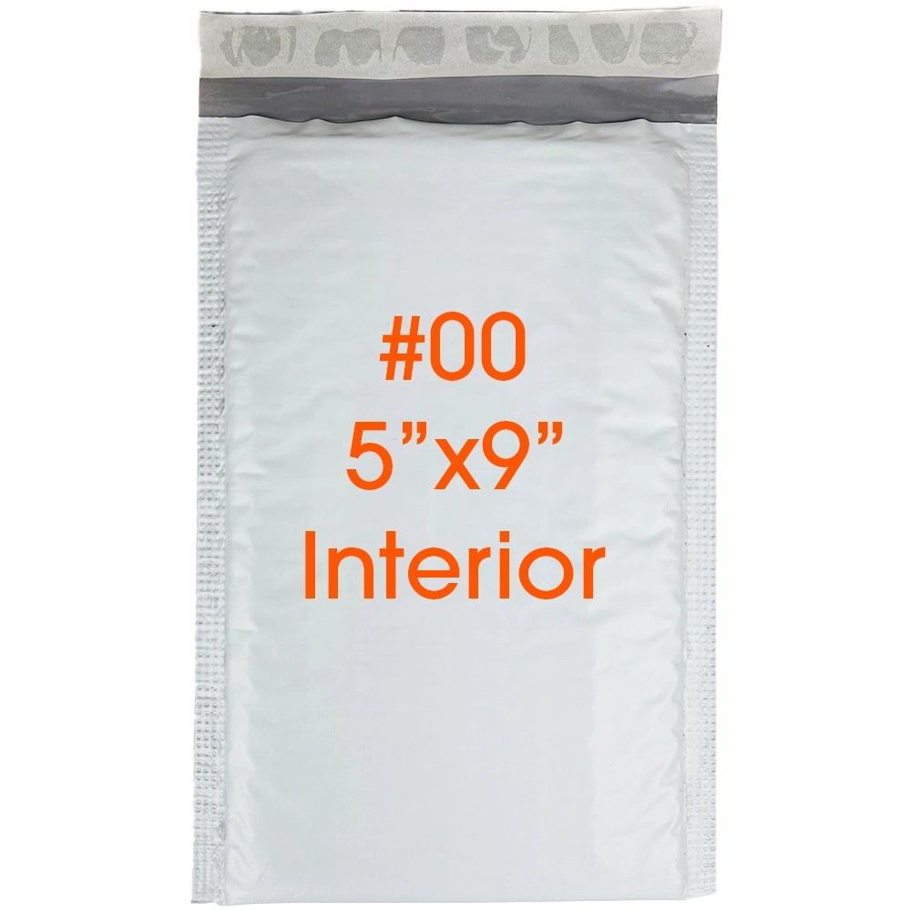 Size #00 (5"x9" Interior) Poly Bubble Mailers with Self Seal