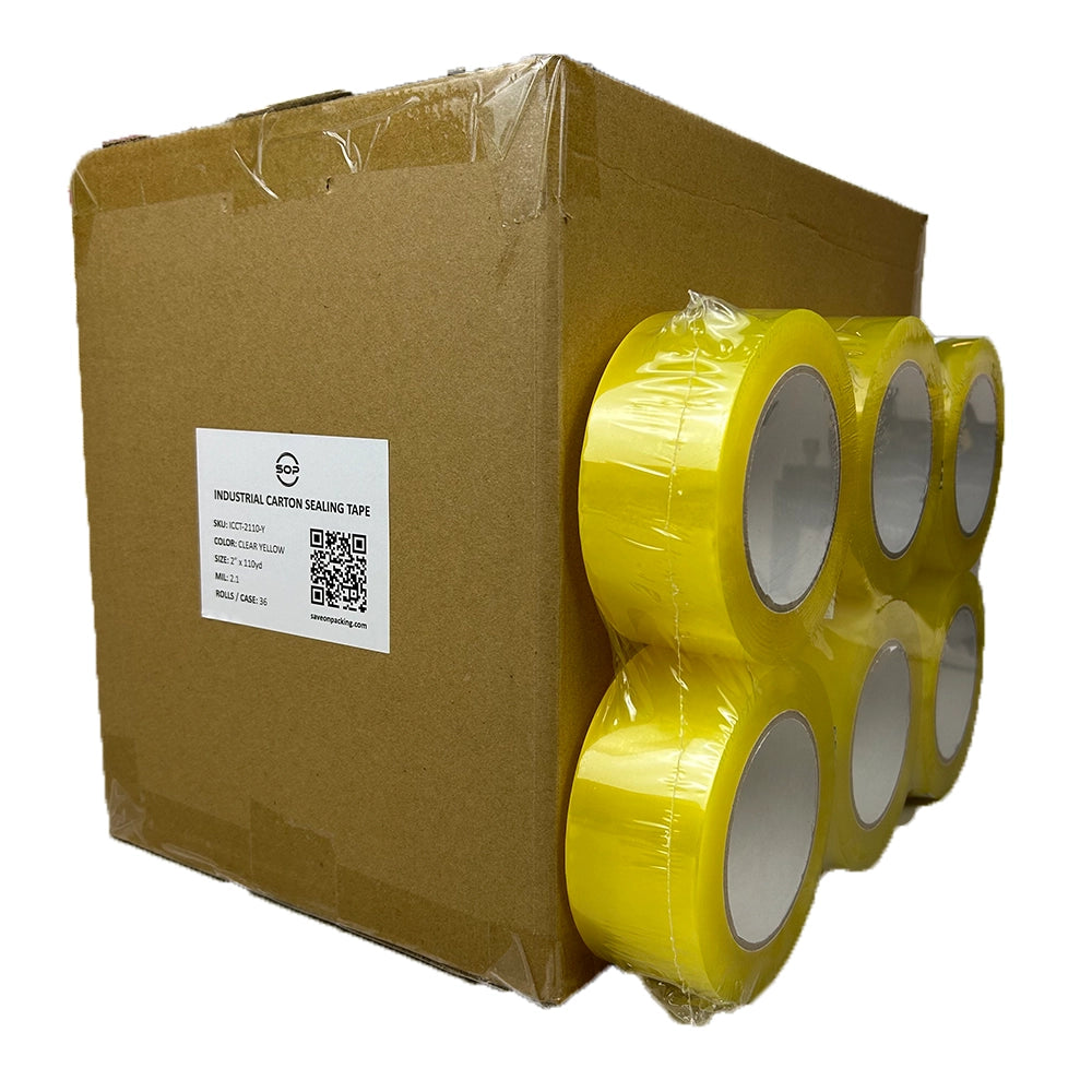 Industrial Carton Sealing Tape 2" x 110yds 36 ROLLS (Yellow)