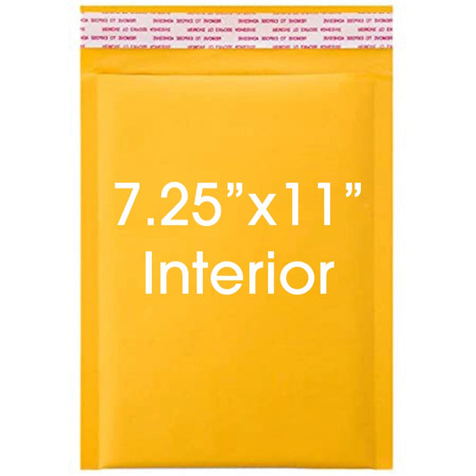 Size #1 (7.25"x11" Interior) Kraft Bubble Mailer with Self Seal