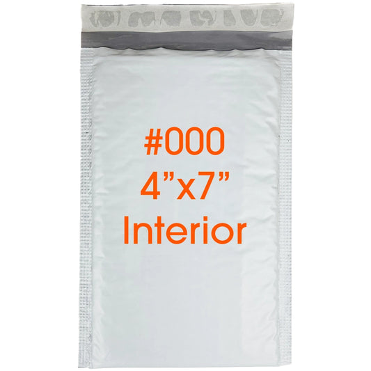 Size #000 (4"x7" Interior) Poly Bubble Mailers with Self Seal